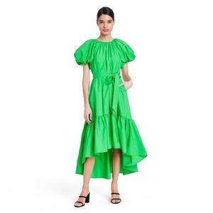 Green Puff Sleeve Dress